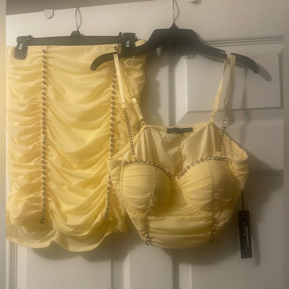Yellow embellished two piece